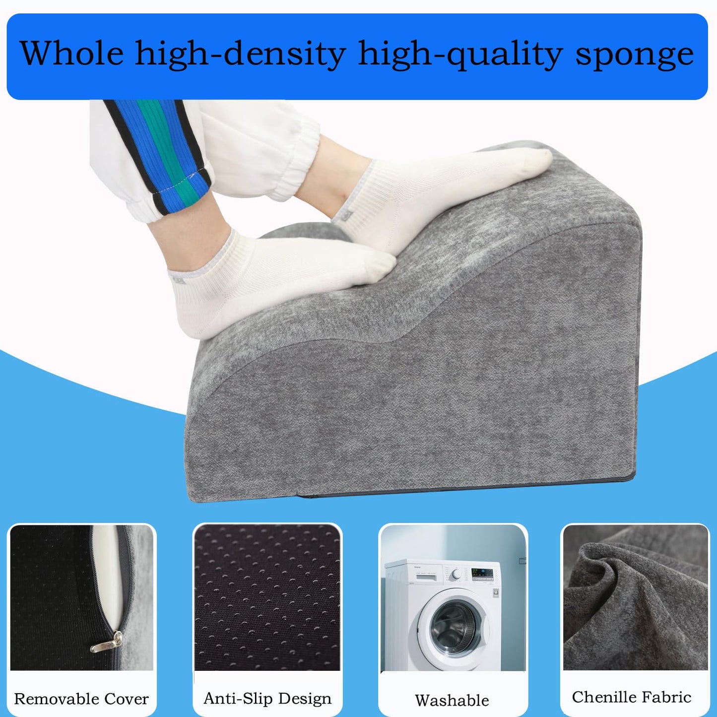 OpyTikar Foot Rest for Under Desk at Work.Multifunctional 3-Tier Foot Stool,with Washable Footrest.for Under Desk,Office Chair Gaming Chair & Sofa,Leg Elevation Pillow,Supports Posture -Dark Grey