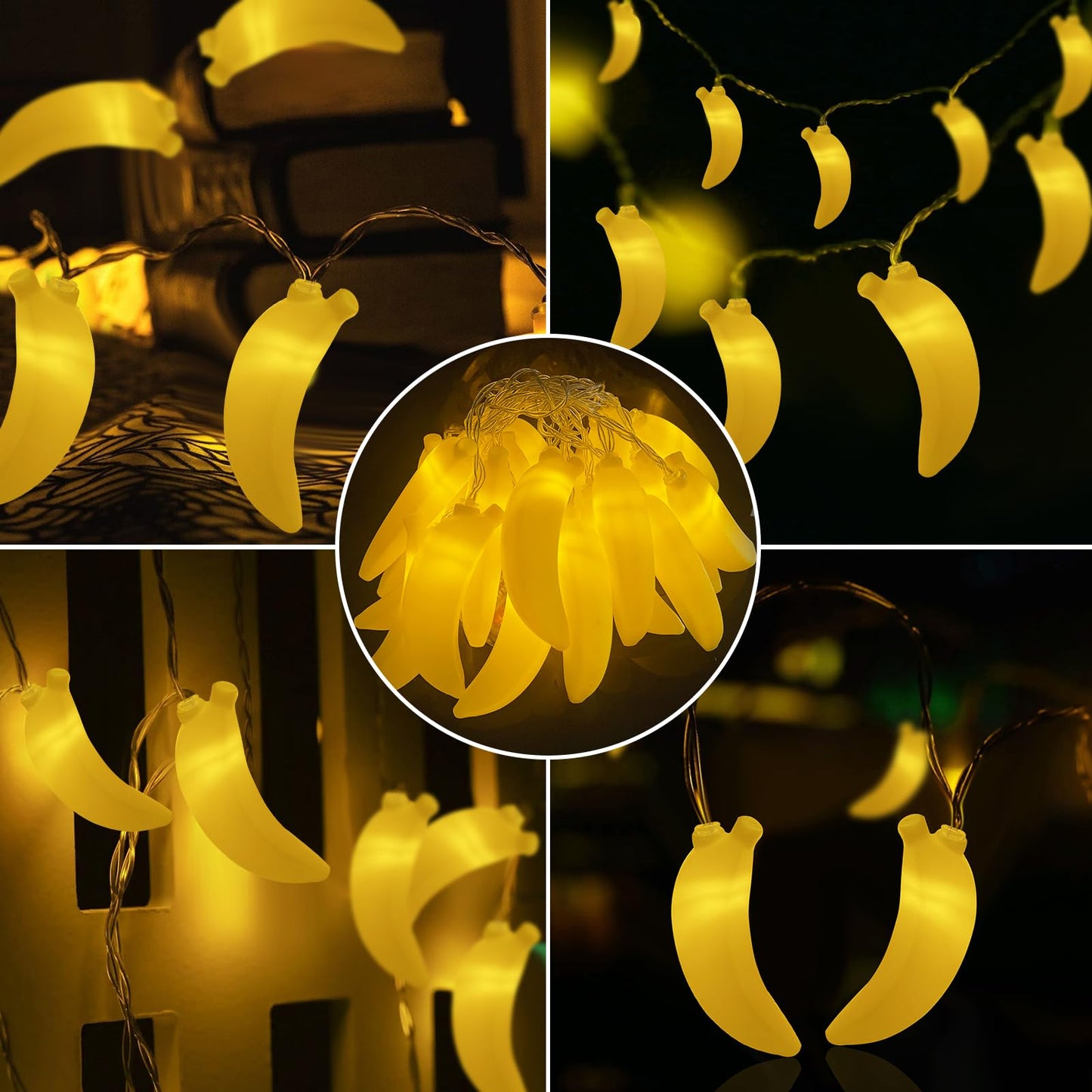 SDOUBLEM 3M 20LED Fruit Banana String Lights Battery Powered Indoor Outdoor Lighting Lamp for Wedding Home Birthday Garden Yard Patio Party Decorations