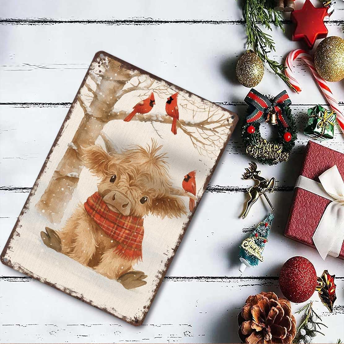 Vintage Christmas Metal Sign 8X12inch-Enhances Holiday Spirit in Home Bar Cafe Restaurant