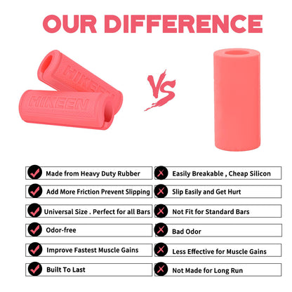 Hikeen Thick Bar Dumbbell Grips, Non Slip Hard Rubber Barbell Grips for Weight Lifting, Muscle Building - 1.77" Outer Diameter