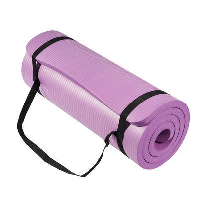 Yoga Mat 1-Inch Extra Thick High-Density Exercise Mat with Non-Slip Surface & Carry Strap for Men & Women Tear-Resistant Pilates Workout Mat for Home Gym, Floor Fitness, Taro Purple