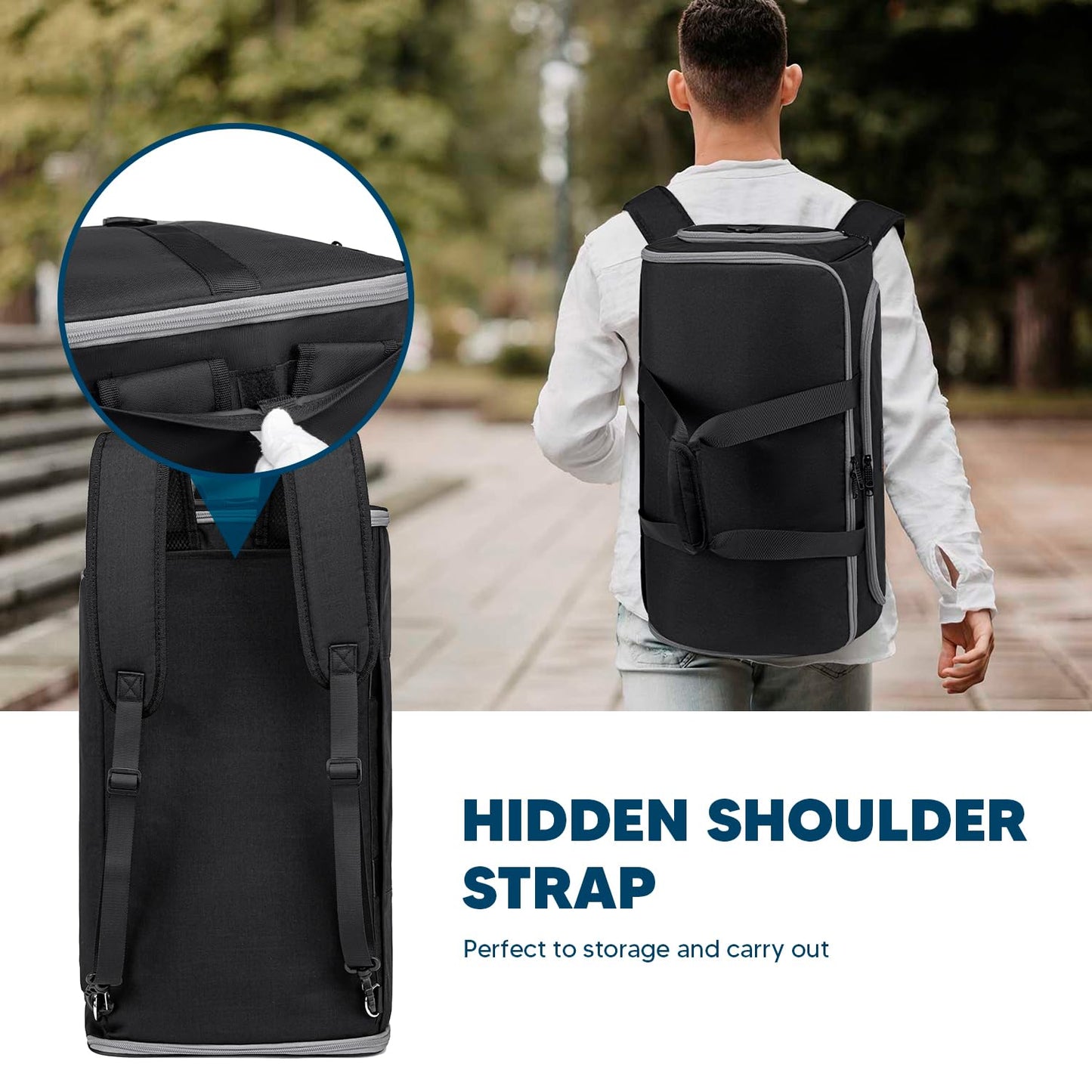Vessgra Convertible Garment Bags for Travel, 4 in 1 Duffle Bag for Travel 58L Capacity Carry on Garment Bag with Shoes Compartment Travel Garment Bag with Shoulder Straps Suit Bag for Men Women,Black