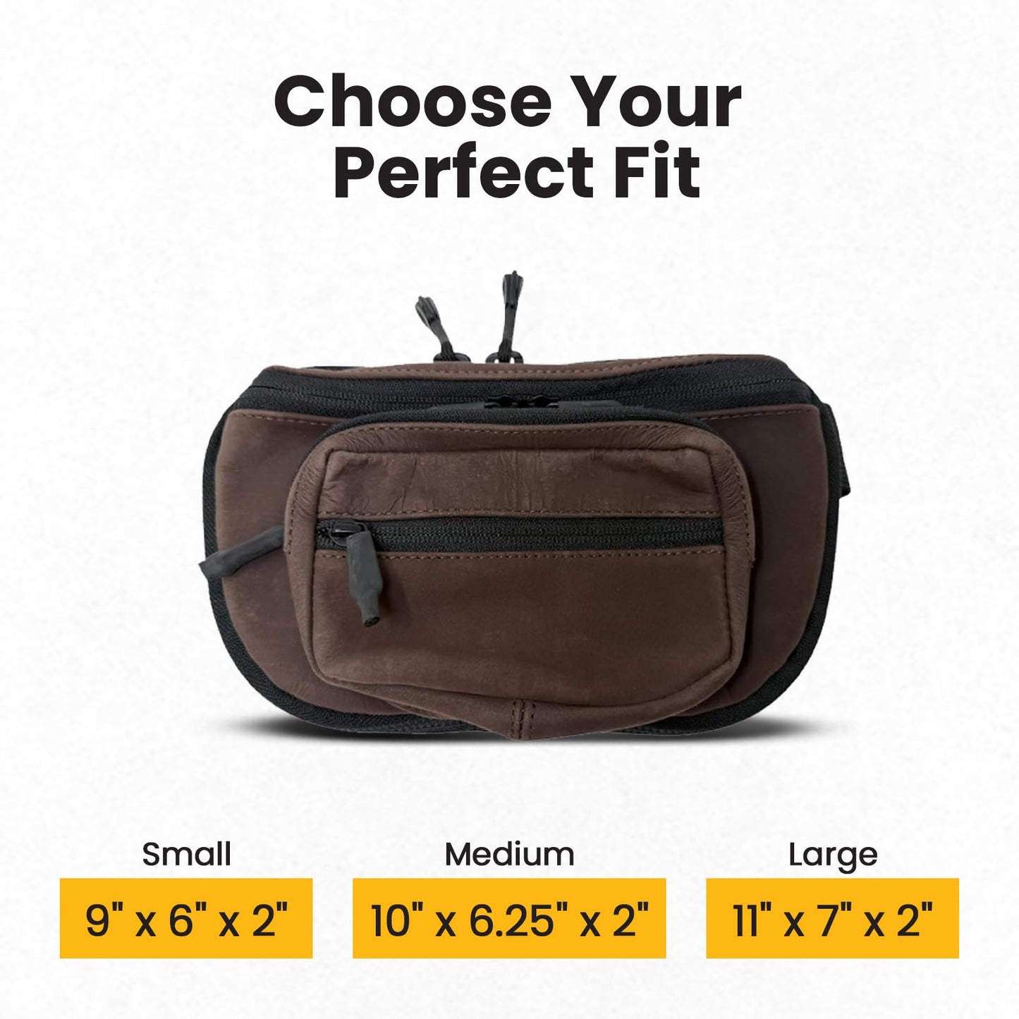 MEDIUM-DTOM Slim Fit Concealed Carry Fanny Pack CCW Rugged Ultra-Soft Brown Buffalo Suede Leather
