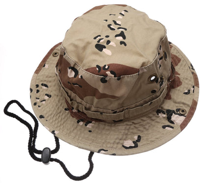 Summer Outdoor Boonie Hunting Fishing Safari Bucket Sun Hat with Adjustable Strap(Desert,LXL)