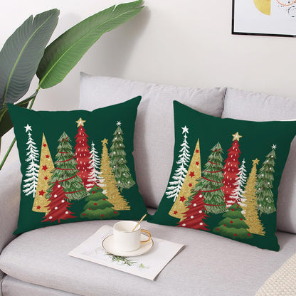 Coeufuedy Green Christmas Throw Pillow Covers 18 x 18 Inch Set of 2 Xmas Tree Christmas Winter Holiday Decorative Cushion Case for Sofa Couch Home Decor