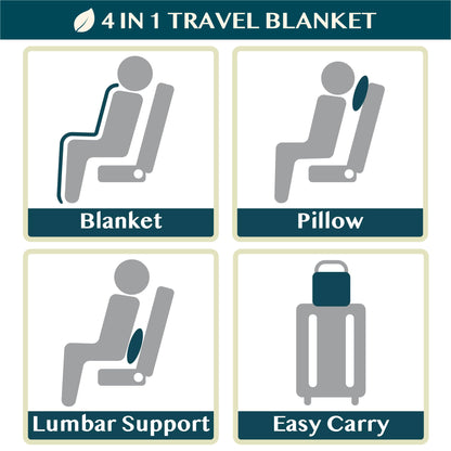 PAVILIA Travel Blanket Pillow, Soft Airplane Blanket 2-in-1 Combo Set, Plane Blanket Compact Packable, Flight Essentials Car Pillow, Travelers Gifts Accessories, Luggage Backpack Strap, 60x43 Black