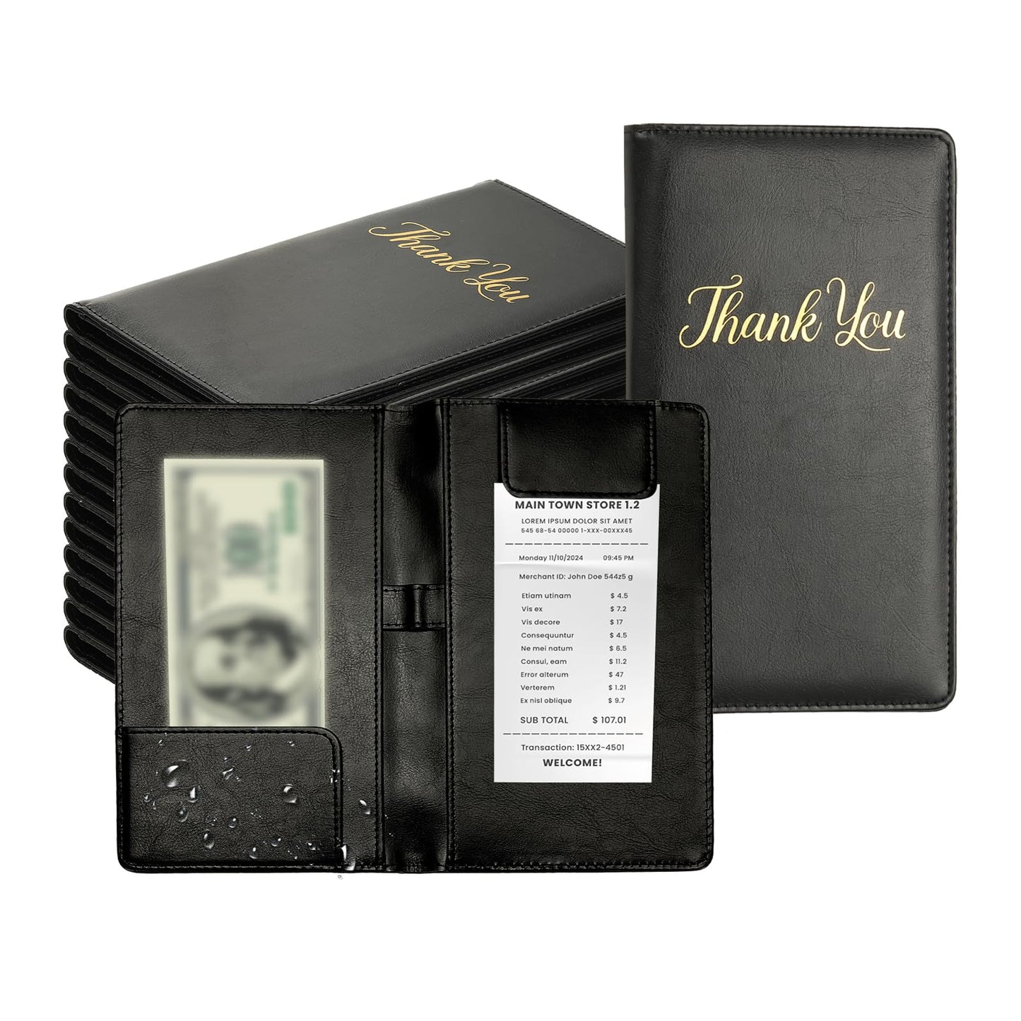 PATIKIL Restaurant Check Presenters, 20Pcs Guest Check Bill Holder with Magnetic Clip PU Leather Check Presenters for Restaurants Waitress Servers Bars, Black