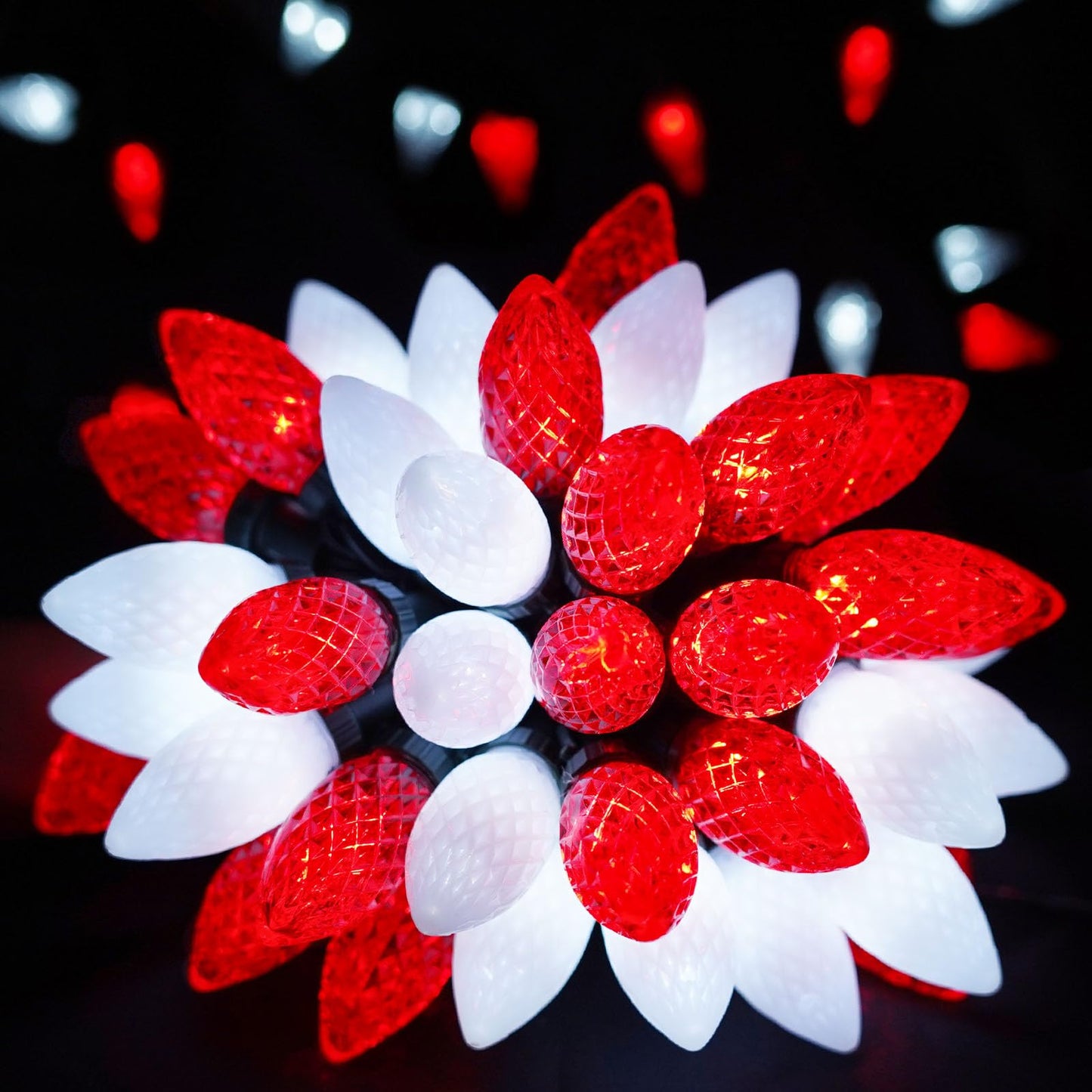 YIQU 2-Pack 66FT C9 Christmas String Lights Outdoor, 100LED Waterproof Green Wire Plug in Led Fairy String Lights for Xmas Tree Indoor Garden Patio Wedding Party Decoration (Red and White)