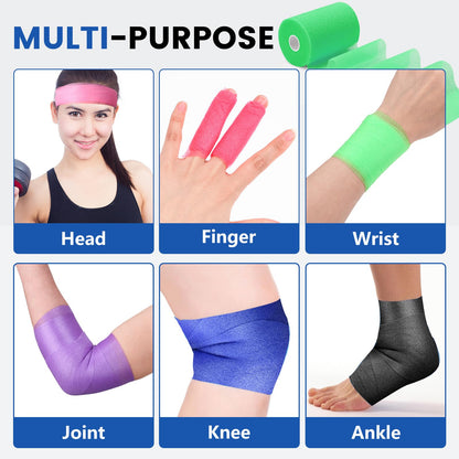 9 Pack Pre Wrap Tape, 9 Colors 2.76 Inch x 11 Yards Prewrap Athletic Tape for Hair Soccer, Pre Wrap Foam Tape, Soccer Pre Wrap Tape, Prewrap Headbands for Hair