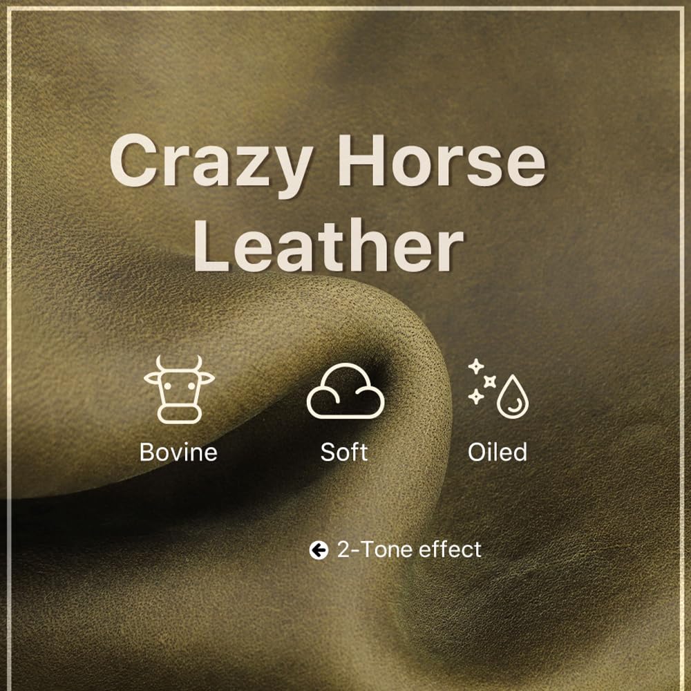 CONTACTS Crazy Horse Leather Cufflink Box for Men Travel Jewelry Storage Case Small Jewelry Organizer Padded Tray for Cufflinks Rings Earrings Studs (Green)