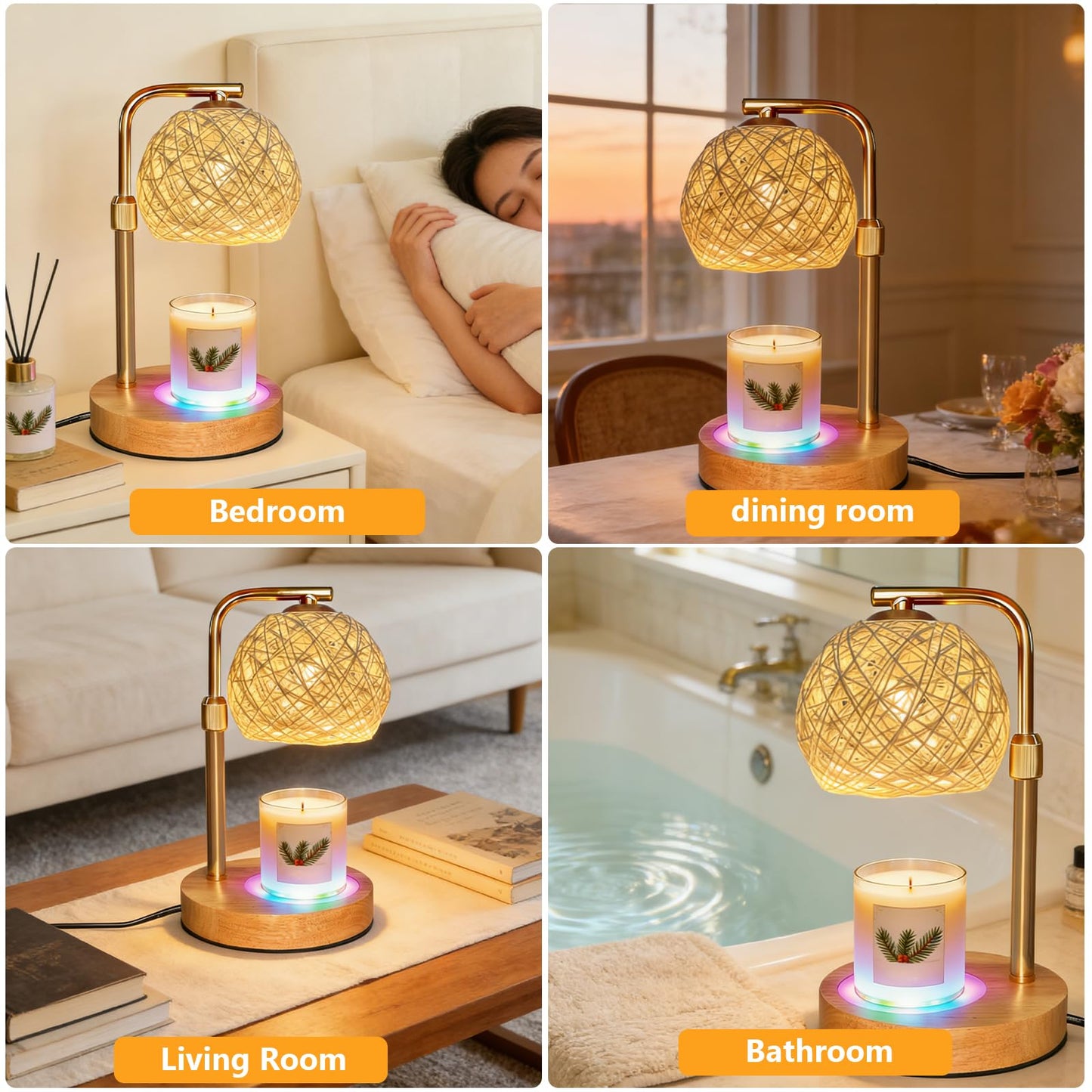 Lurinenna 2-Pack Christmas Wax Warmer Lamp with Timer, Dimmable Flameless Candle Melting Lamp with Festive Design, No Smoke, Perfect Xmas Gifts for Mom Friends Family Holiday