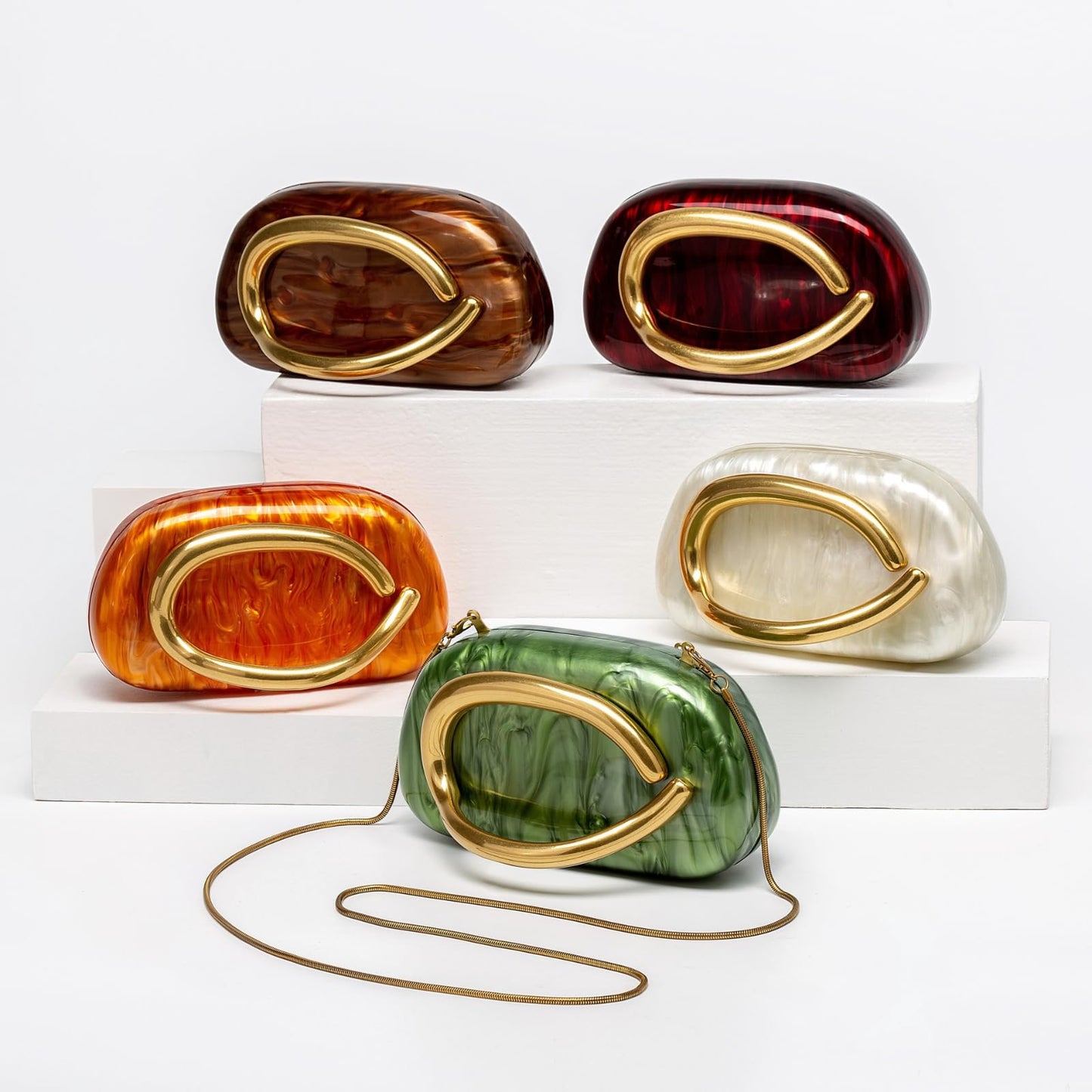 Versatile Clutch Purses for Women with Detachable Chain Pu Leather Handbags Evening Bag Designer Purses Elegant Vintage Gold Clasp Box Bag – Shoulder, Crossbody & Clutch Purse For Wedding Party Prom