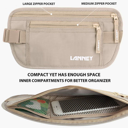 Money Belt for Travel, Slim RFID Blocking Women and Men Hidden Travel Pouch Under Clothes, Passport Holder Protect Cash, Documents, Credit Card, Bonus 2 RFID Sleeves