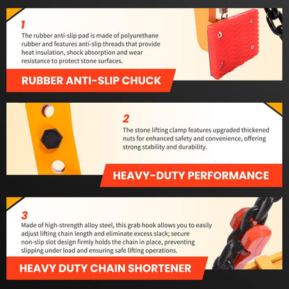 GRYVOZE 3306 lbs Granite Slab Lifting Clamp, Adjustable Range: 26"-49.6", Heavy Duty Stone Lifting Clamps for Carrying and Vertical Transport of Marble, Concrete Blocks, Slate Sheets, Curb Stones