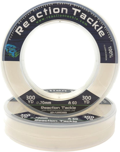 Reaction Tackle 100% Pure Fluorocarbon Fishing Line - High Strength, Abrasion-Resistant | Saltwater & Freshwater Leader