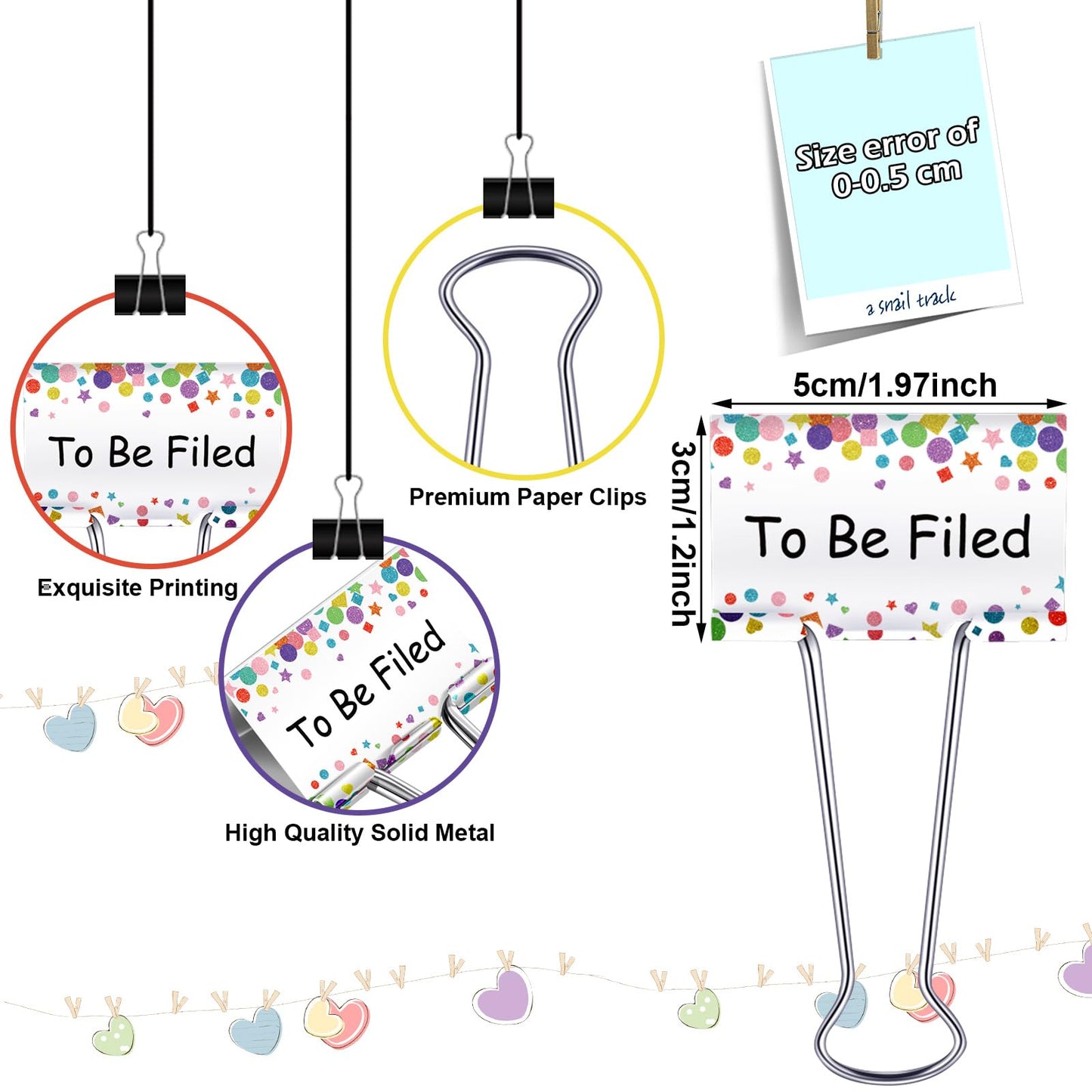 Tenare 6 Pieces Teacher Essentials Large Binder Clips 2 Inches Teacher Binder Paper Clips Office Back to School Gifts Classroom Supplies Management Supplies(Cute Things to Do)