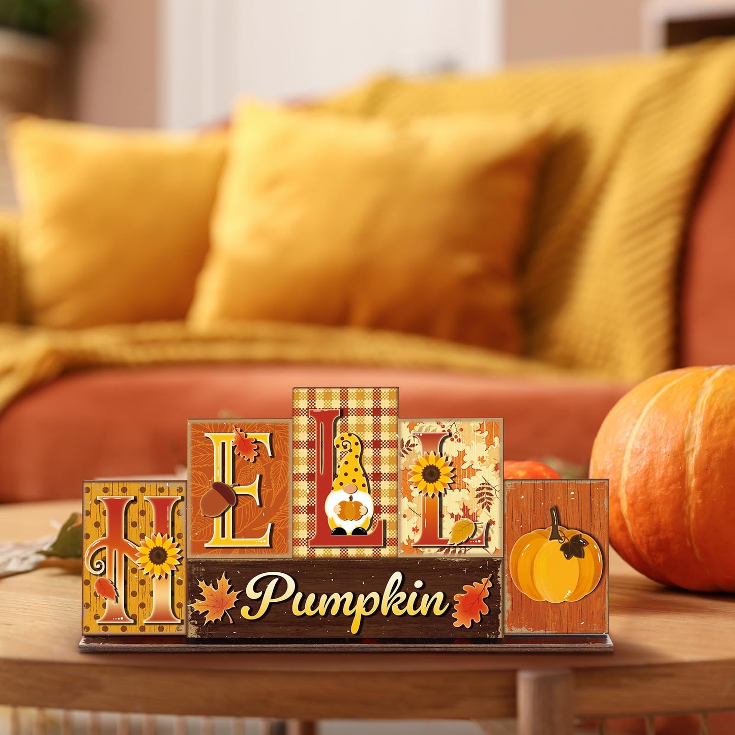 Amyhill Fall Decoration for Home Reversible Thanksgiving Table Decor Fall Tiered Tray Decor Thanks Giving Centerpiece Decorative Turkey Pumpkin Block Sign Gift Farmhouse for Home Kitchen