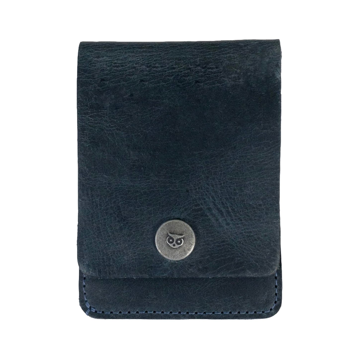 Hide & Drink, Vertical Front Pocket Wallet with Card Slot, Compact Storage for Bills, Card Holder, Full Grain Leather, Handmade, Slate Blue