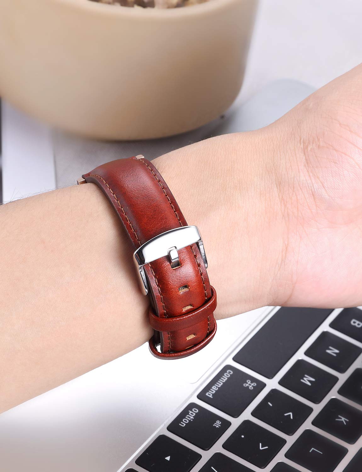 BINLUN Leather Watch Band Quick Release Replacement Leather Smart Watch Straps for Women and Men in Black Brown Red 12mm 13mm 14mm 17mm 18mm 19mm 20mm 22mm