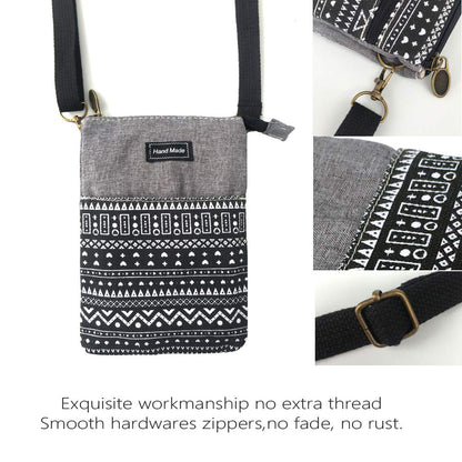 Roomy Cell Phone Purse Wallet Canvas Small Crossbody Purse Bags with Shoulder Strap For Women teen girlsl (B-black and gray)
