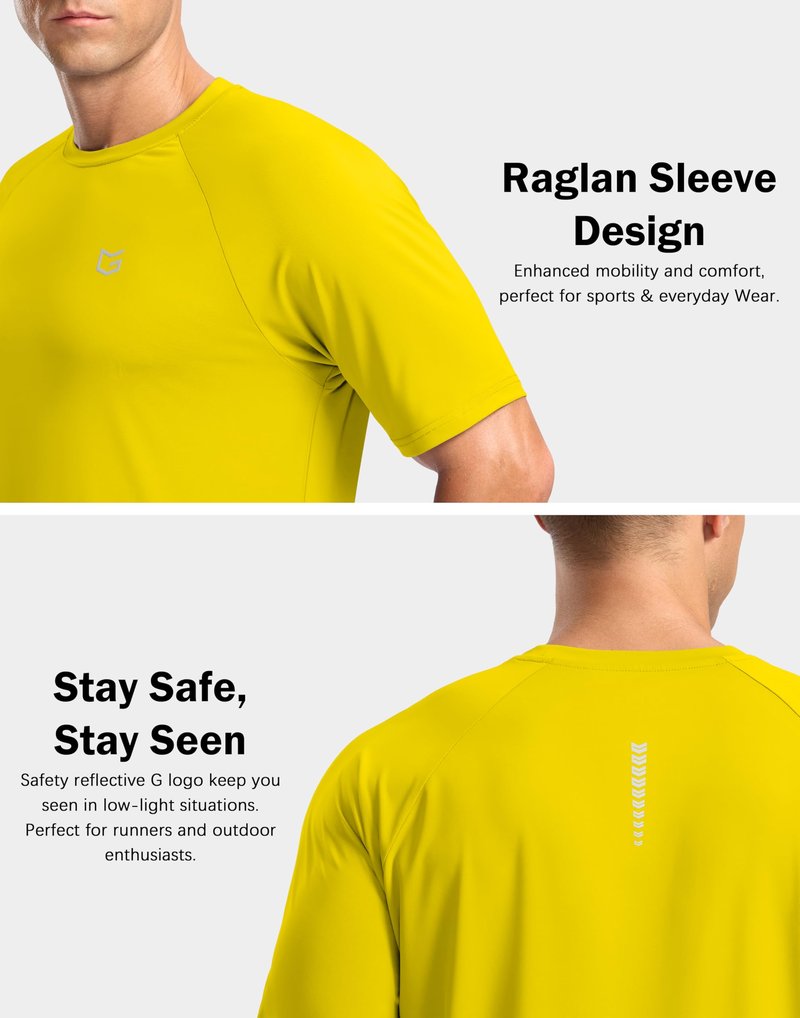 G Gradual Men's Athletic Workout T-Shirts Moisture Wicking Cooling Running Shirts Short Sleeve Performance Tee for Gym Tennis(Yellow,S)