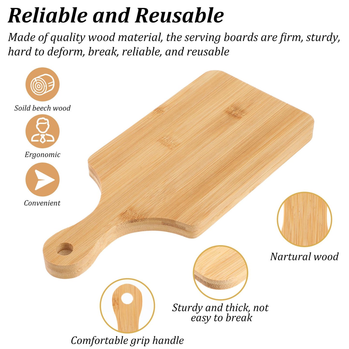 12 Pcs Bulk Bamboo Wood Cutting Board with Handle, 11" x 5" Bamboo Serving Trays for Laser Engraving, Customized Wedding Housewarming Christmas Gift Charcuterie Cheese Board