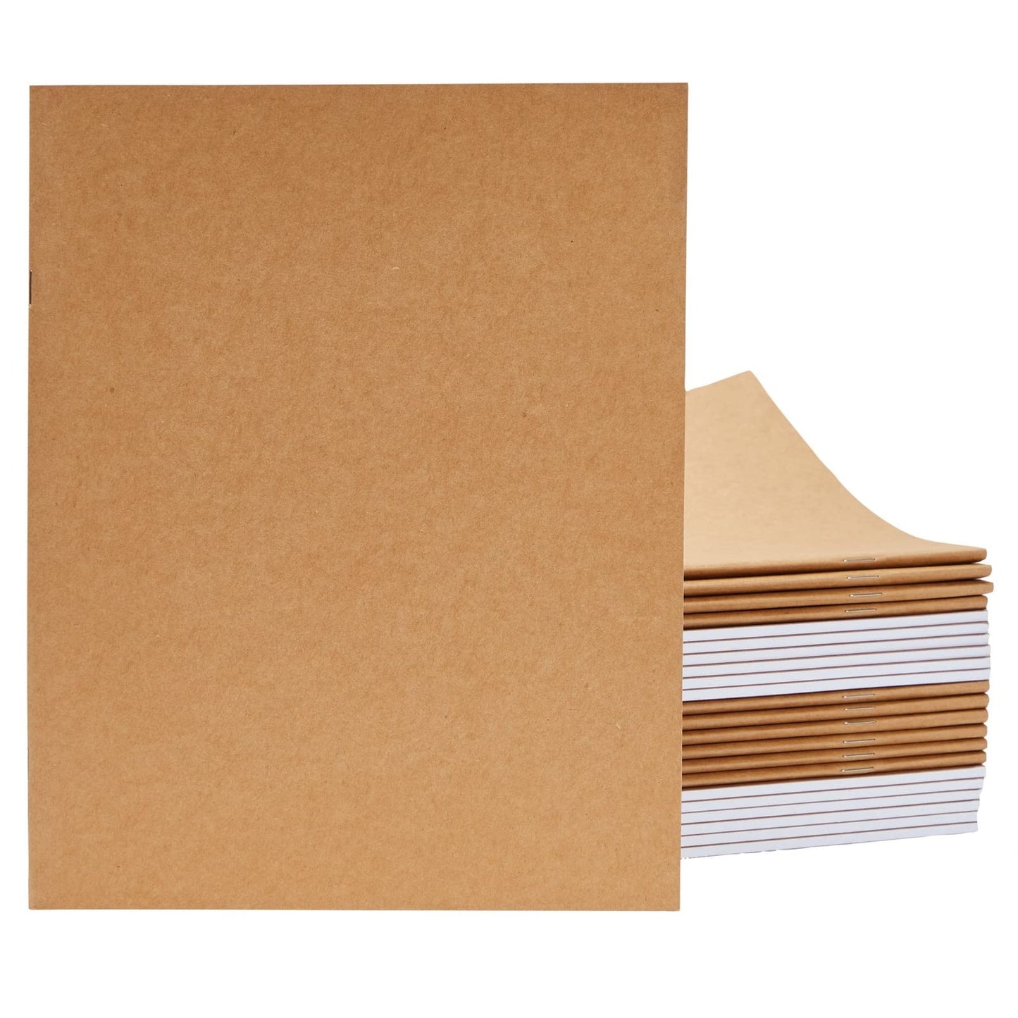 Paper Junkie Journaling Notebooks - 24 Pack, 8.5 x 11 In, Brown, Soft Cover - Blank Unlined Kraft Paper Sketchbooks & Writing Journals Bulk for Sketching & Note Taking
