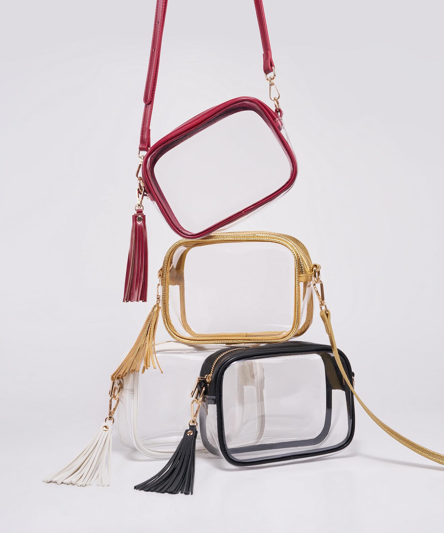 Yarnic Clear Bag Stadium Approved, PVC Transparent Crossbody Purse for Concert Sports Event Small Women Bags with Adjustable Shoulder Strap (White)
