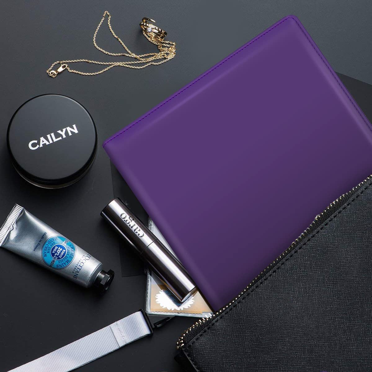 WAVEYU Resume Portfolio Folder, Padfolio Clipboard, Writing Portfolio Leather Clipboard with Cover for Legal Pad Holder Letter Size A4 for Business Conference Notepad Clip Boards, Purple