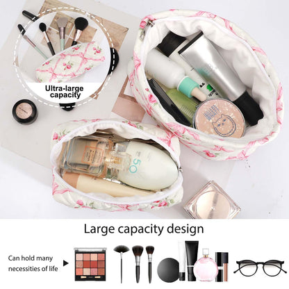 EIMMBD Makeup Bags 3 Pieces Large Capacity Floral Cosmetic Bag Travel Toiletry Bag Organizer Cute Makeup Bag Pouch Storage Bag for Women(Pink Floral)