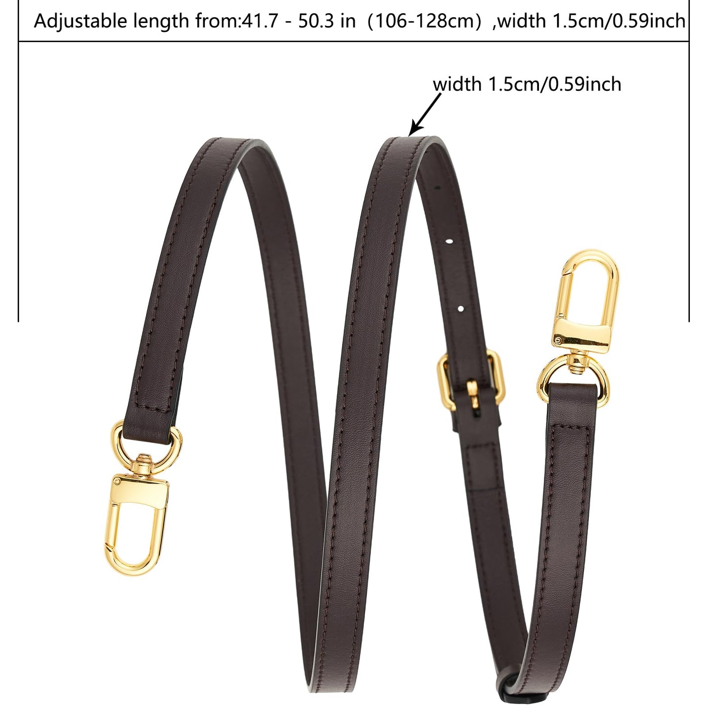 YAZHIMI Vachetta Leather Adjustable Crossbody Strap women crossbody leather purse strap (Coffee-width:0.59 inches(1.5cm))
