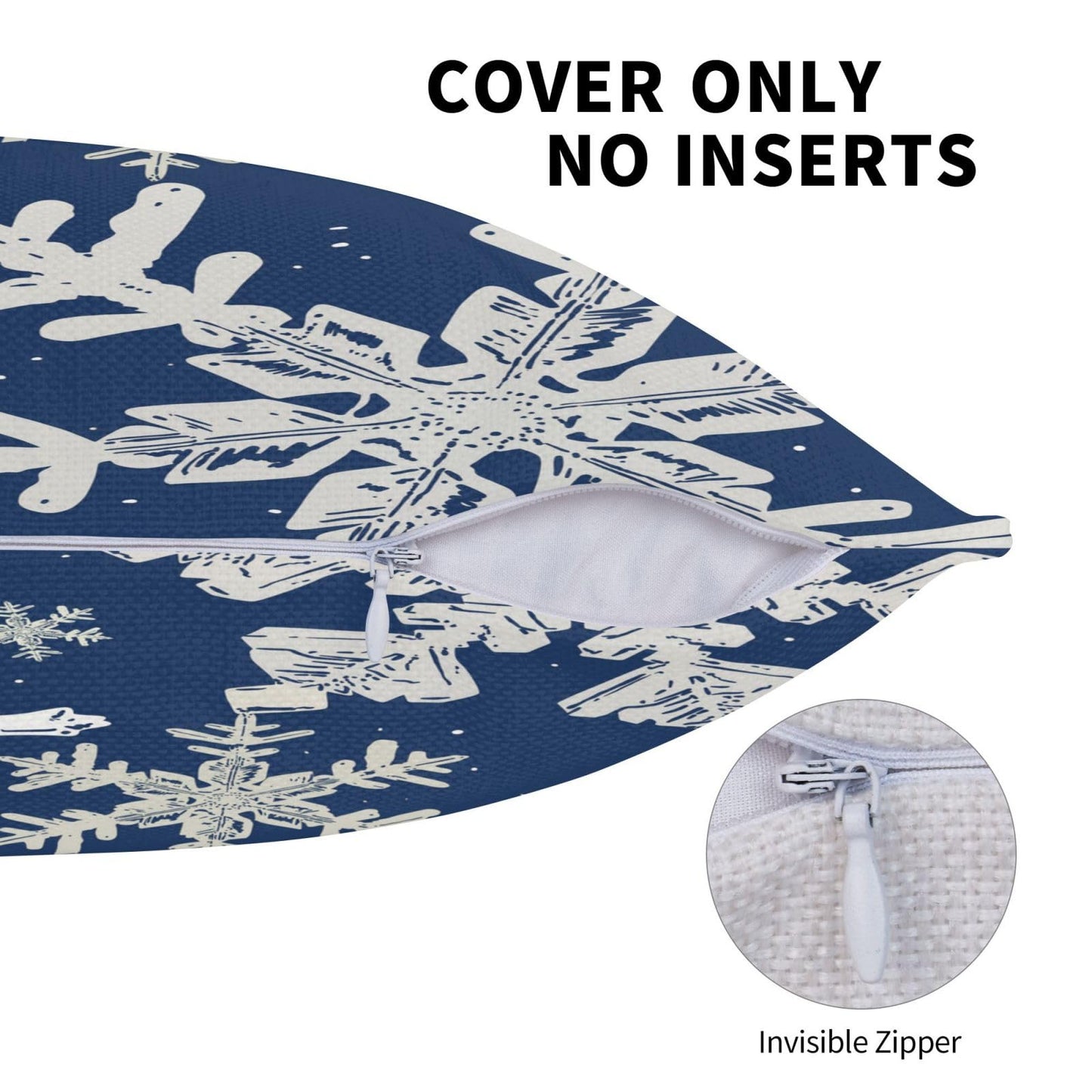 AELUTYSH Navy Blue Christmas Pillow Covers 18x18 Inch Set of 2 Winter Snowflake Decorative Throw Pillows Farmhouse Holiday Christmas Decor Cushion Covers Linen for Home Living Room Bed Outdoor