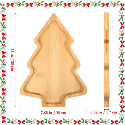 PRETYZOOM Wooden Appetizer Tray Christmas Tree Shaped Sushi Serving Tray Japanese Sashimi Plate Snack Dessert Candy Dish for Restaurant Home (11"x7.86")