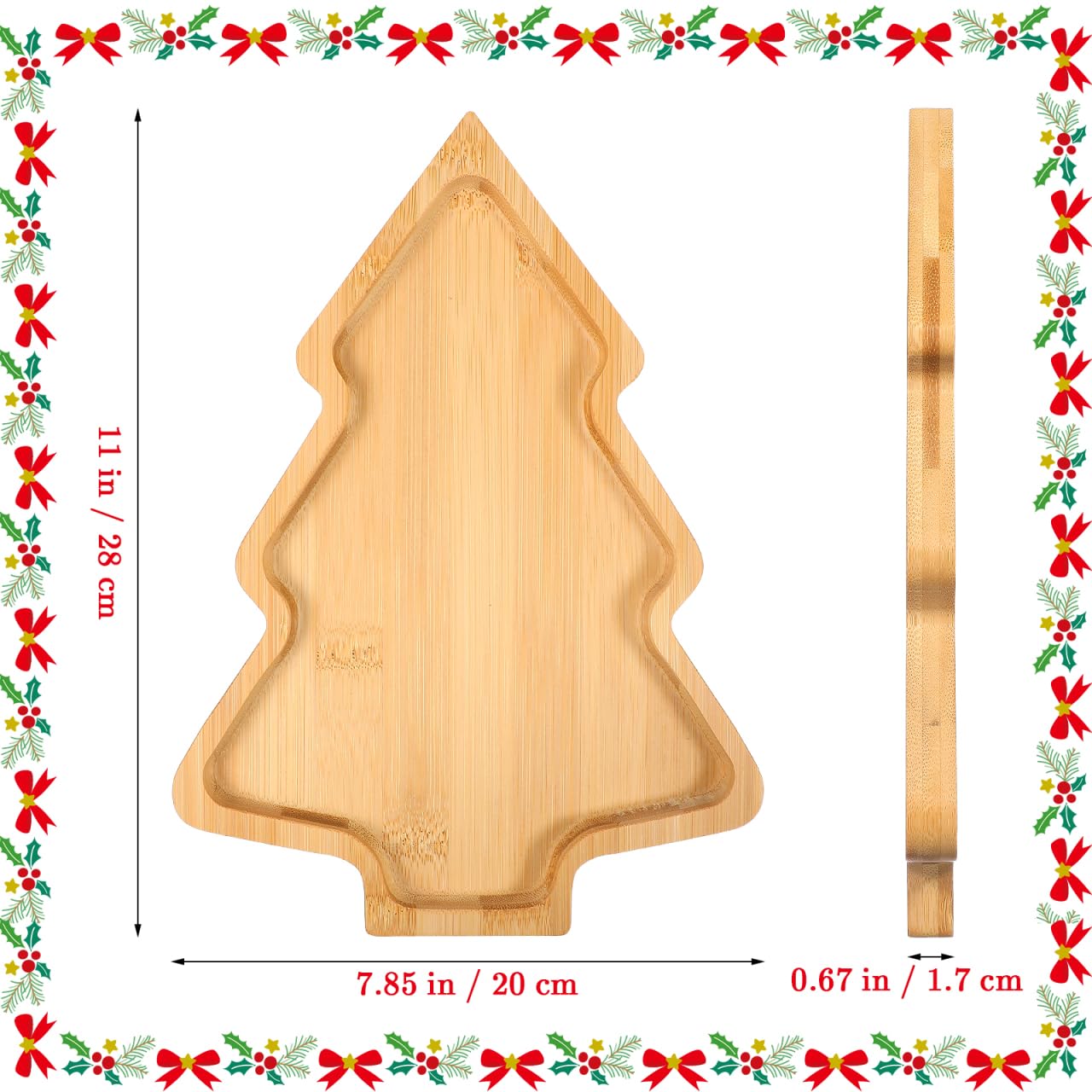 Ipetboom Christmas Tree Shaped Serving Tray - Bamboo Dining Cartoon Salad Plate Holiday Serveware for Sushi Appetizers Salads Snacks Decorative Dinner Platter for Parties Weddings and Outdoor Events