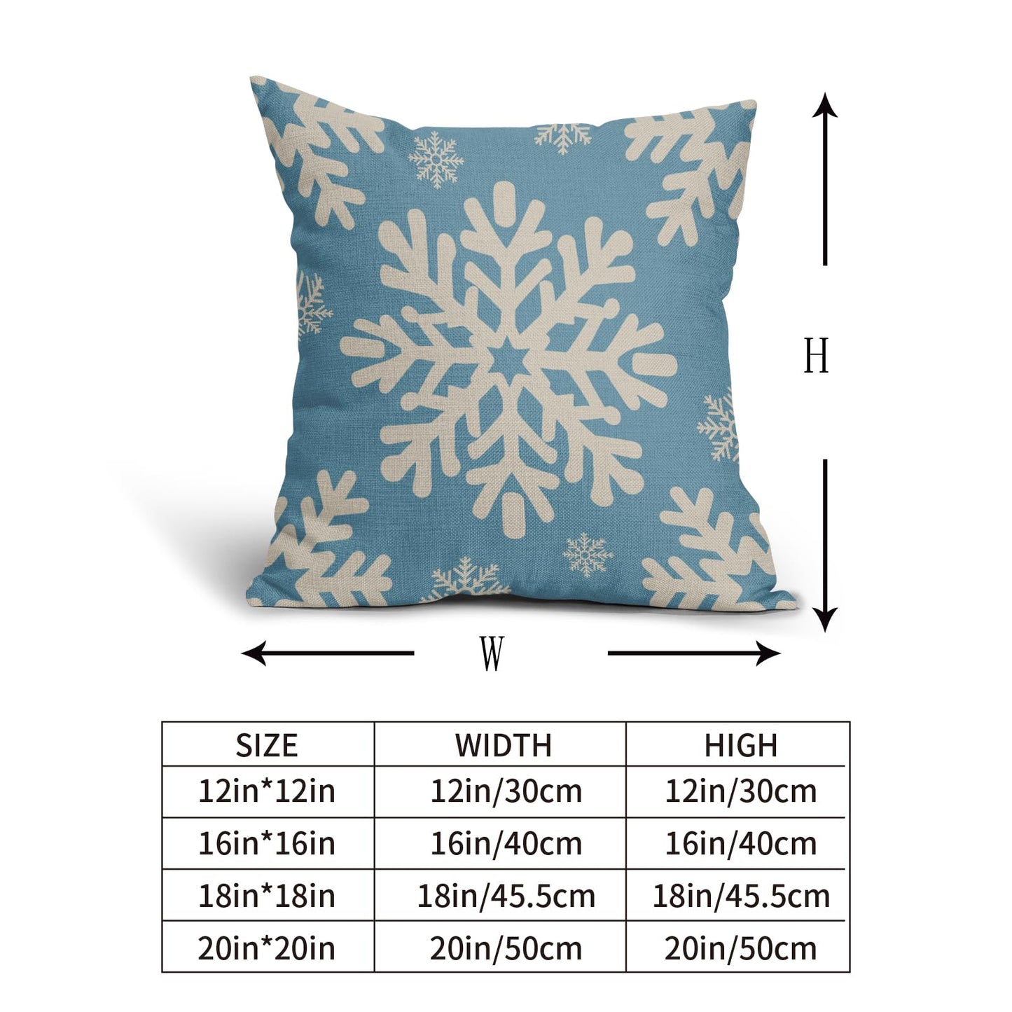 Sivirary Light Blue Christmas Pillow Covers 18x18 Inch Set of 2, Xmas Snowflakes Rustic Winter Themed Decorative Throw Pillow Cases Outdoor Linen Cushion Covers Farmhouse Sofa Couch Bed Decor