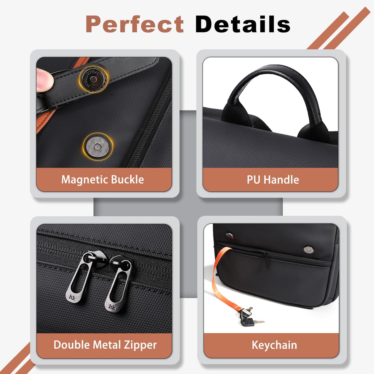 Slim Laptop Backpack for Men & Women, 15.6 Inch Lightweight Computer Backpack with Magnetic Flap, Keychain, Casual Daypack College Bookbag Water-Resistant Travel Work Commuter Backpack, Black