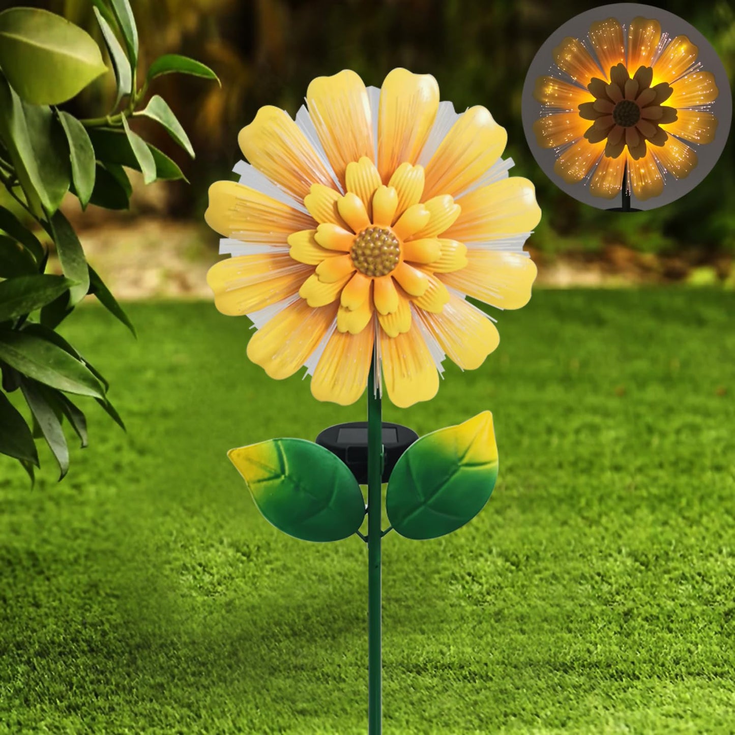 TSTGEE Solar Garden Stake Solar Flower with Fiber Lights Metal Sunflower Decorative Outdoor Lights Waterproof for Pathway Yard Lawn,Garden Gifts for Women,Mom,Grandma