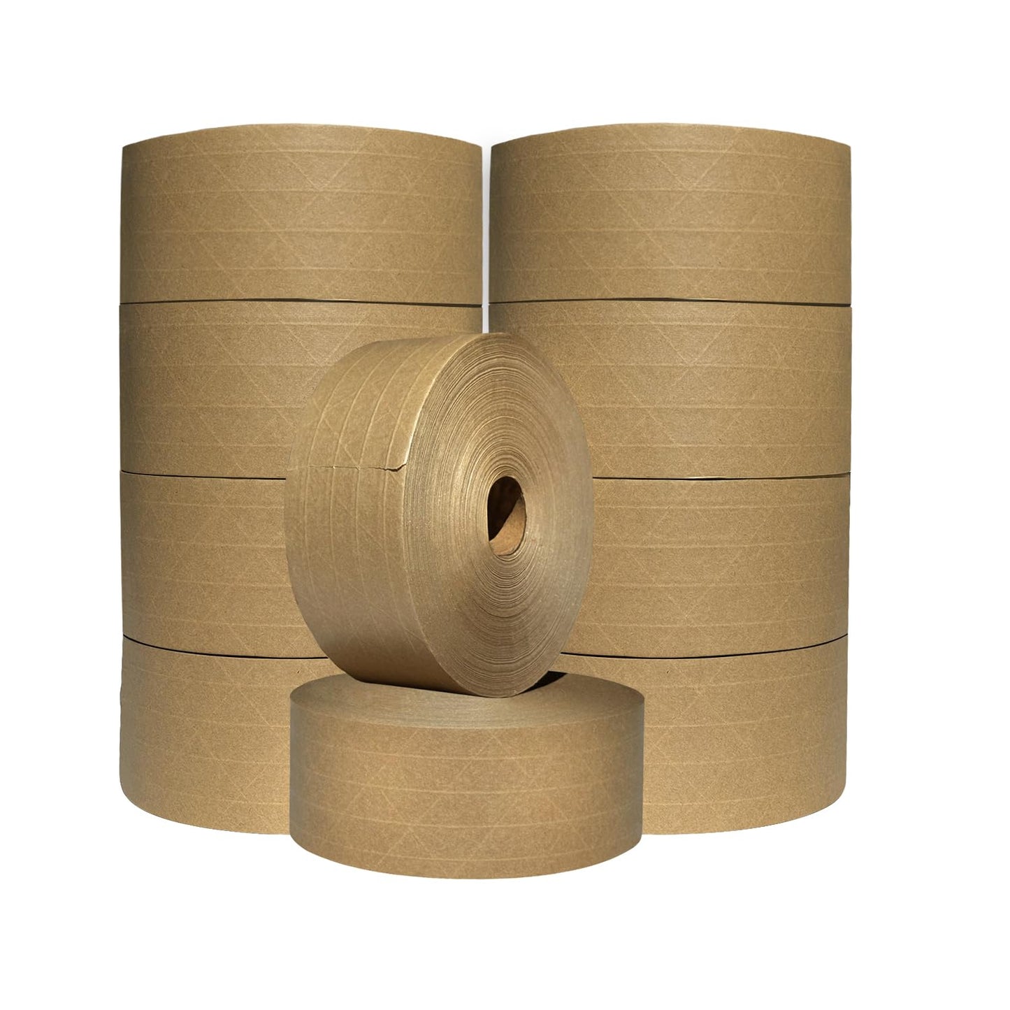 3'' x 492 Feet (150M) Reinforced Water Activated Gummed Kraft Paper Tape, for Heavy Duty Secure Packing Shipping, Tamper Evident Gummed Tape, Brown - 10 Rolls