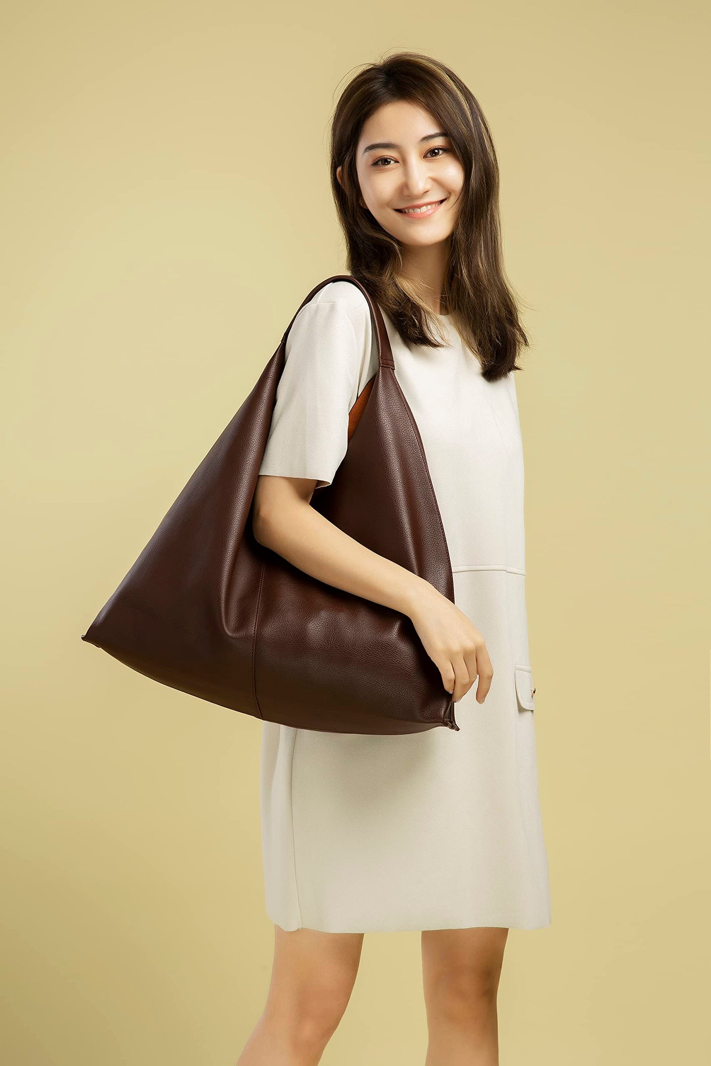YLYYHH Leather Tote Bag, Oversized Hobo Bags, Large Tote Bag for Women Work, Vegan Leather Handbags Travel, Oversized Tote Handbag, Coffee