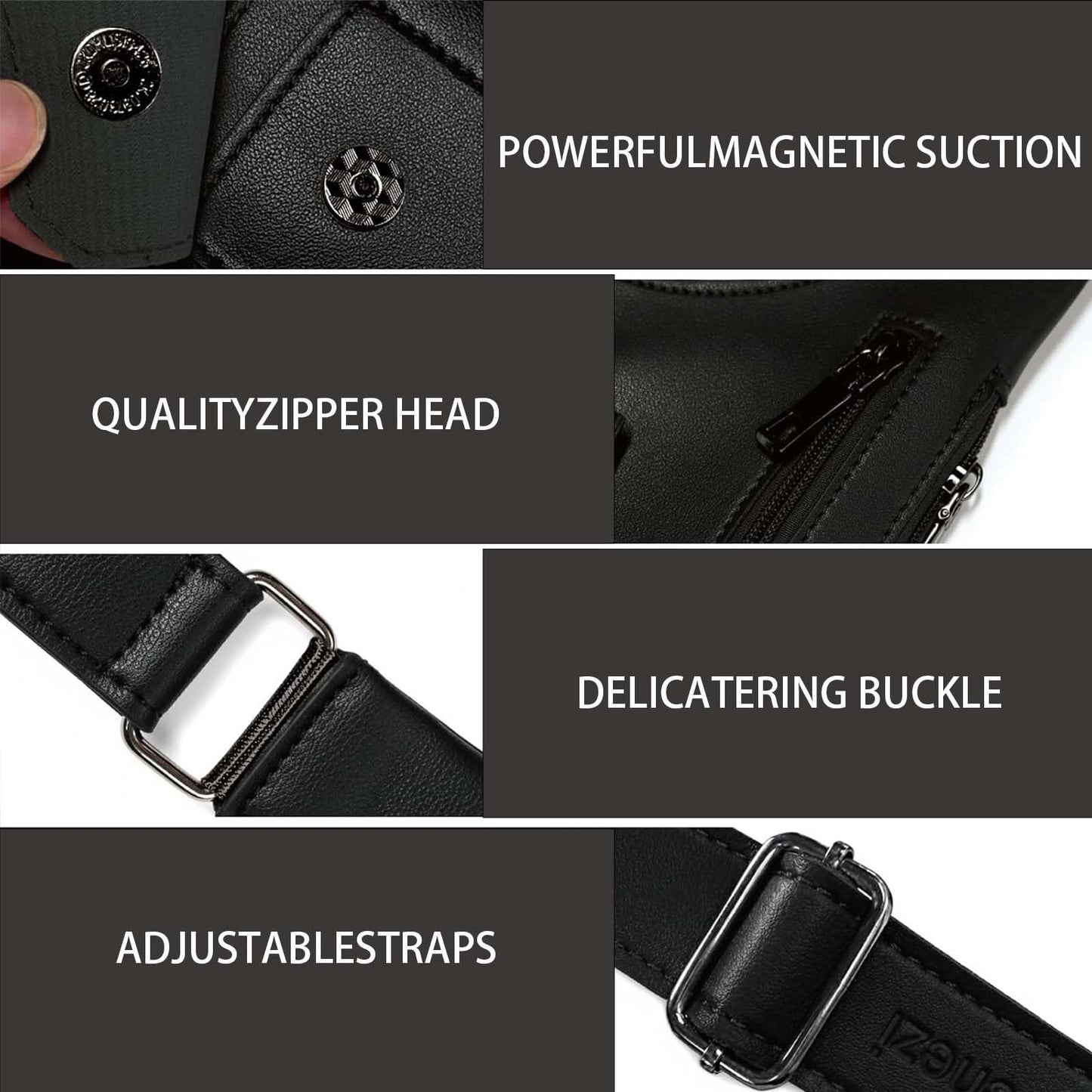 Premium Leather Shoulder Bag, Double Shoulder Armpit Bag for Men, Anti-Theft Hidden Adjustable Shoulder Holster for Men (Black)