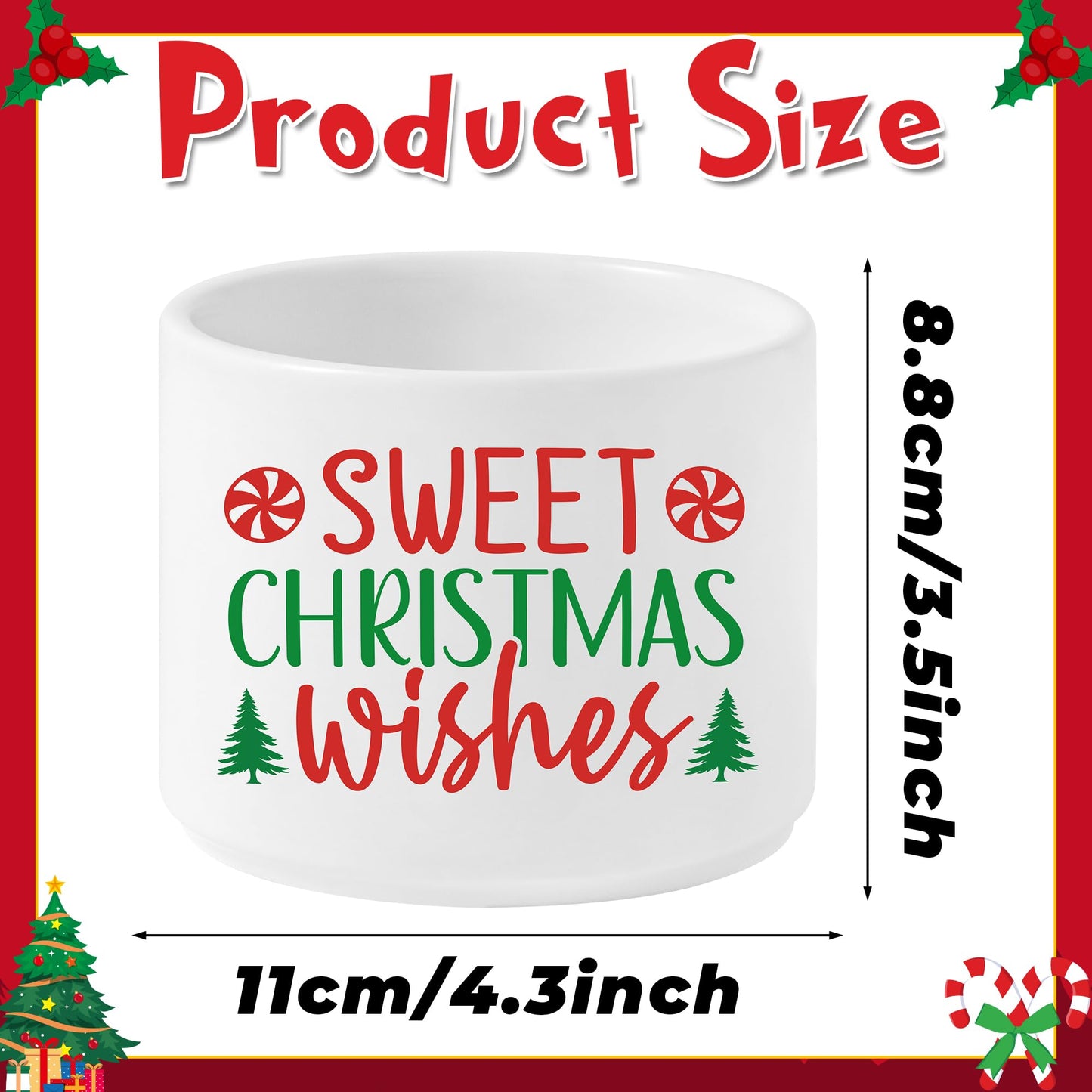 FoszaSzept Candy Dish Cauldron, Christmas Mini Ceramic Candies Bowl Tiered Tray Decor, Snack Serving Bowl Table Wishes Accents for Themed Party Birthday Home Kitchen Events Gifts (Sweet Wishes)