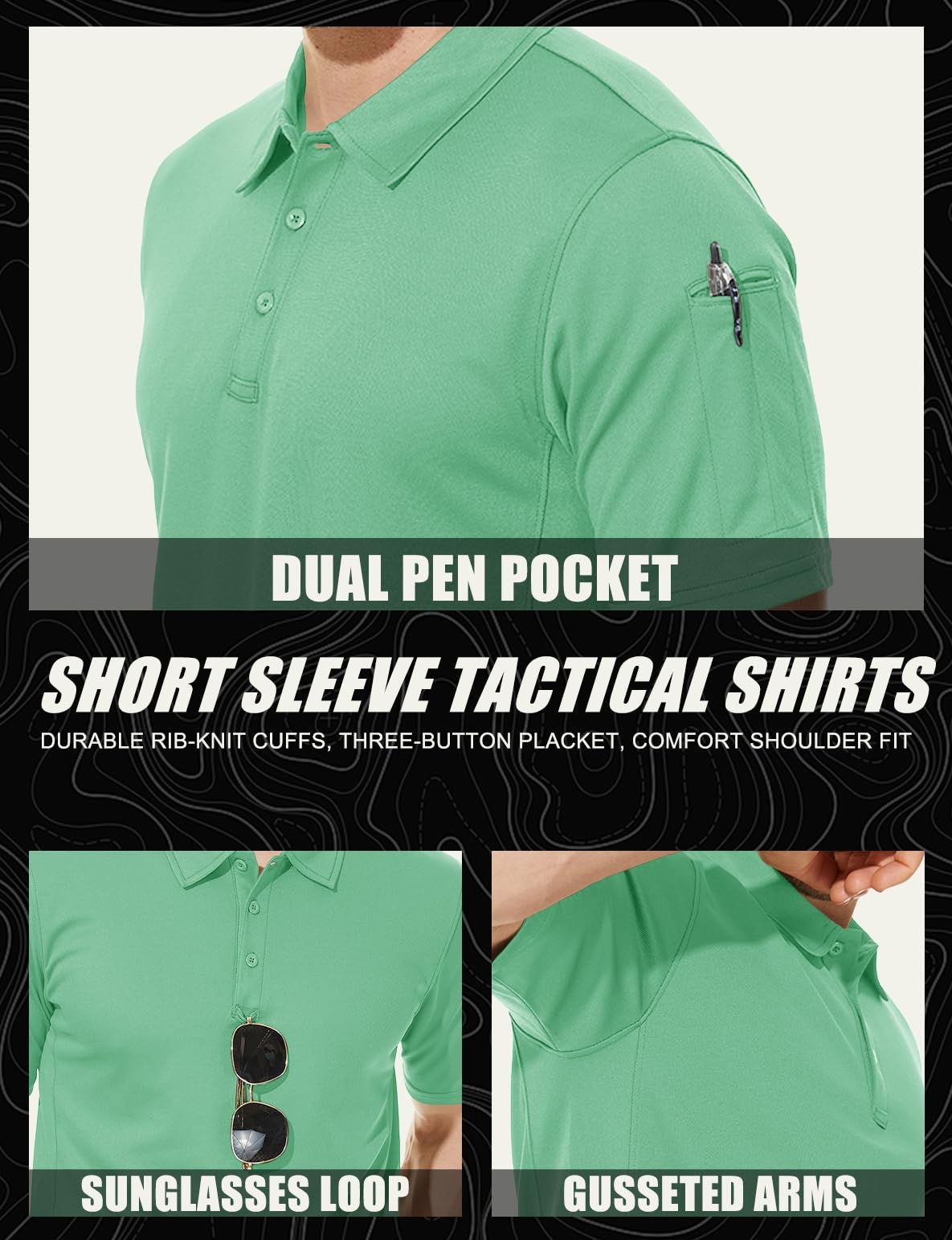 MAGCOMSEN Golf Polo for Men Short Sleeve T Shirts Work Shirts Lightweight Shirts Quick Dry Shirts Mint Green XXL