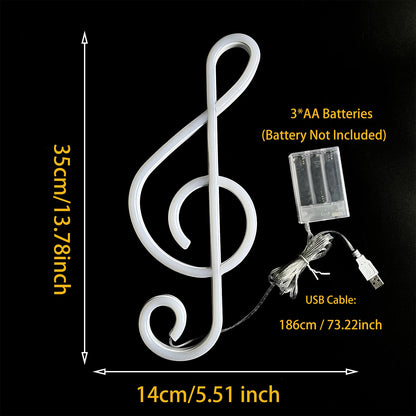 ENUOLI Neon Signs,Music Note Shaped Neon Lights LED Decor Night Light Wall Bedside Decor Battery/USB Operated Creative Lighting for Christmas,Wedding,Birthday Gift,Pub,Kids Room,Living Room(Pink)