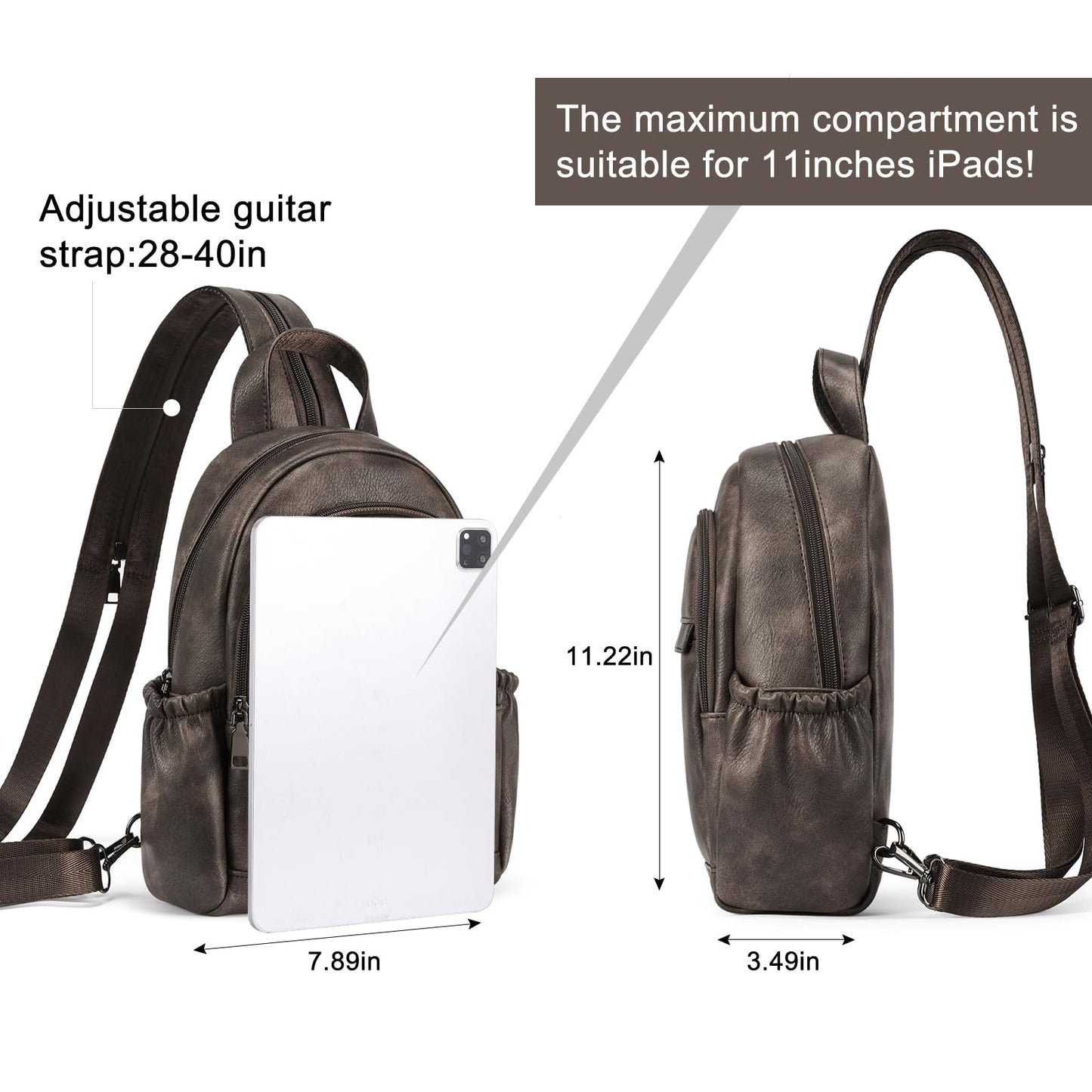 CLUCI Sling Bag for Women Leather Backpack Small Convertible Backpack Purse for Travel Hiking Cycling