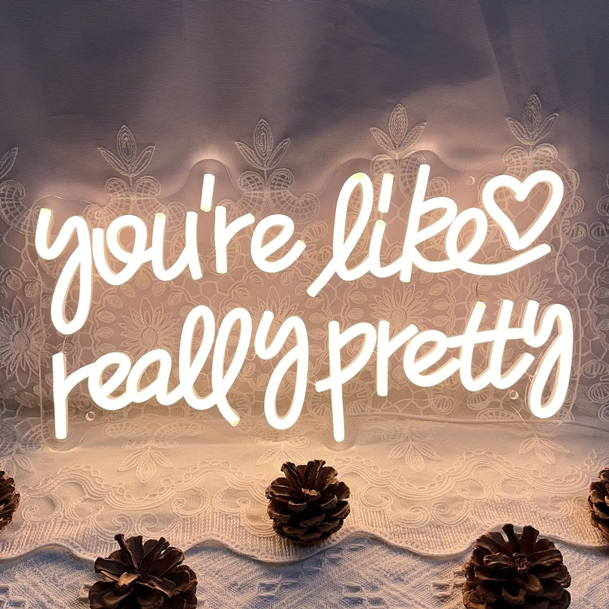 Neon Sign You're Like Really Pretty for Wall Decor Customized Led Neon Light Sign Personalized Birthday Marry Wedding Christmas Gift Sign Party Bedroom Bar Home Room (Warm White,40×22 CM)