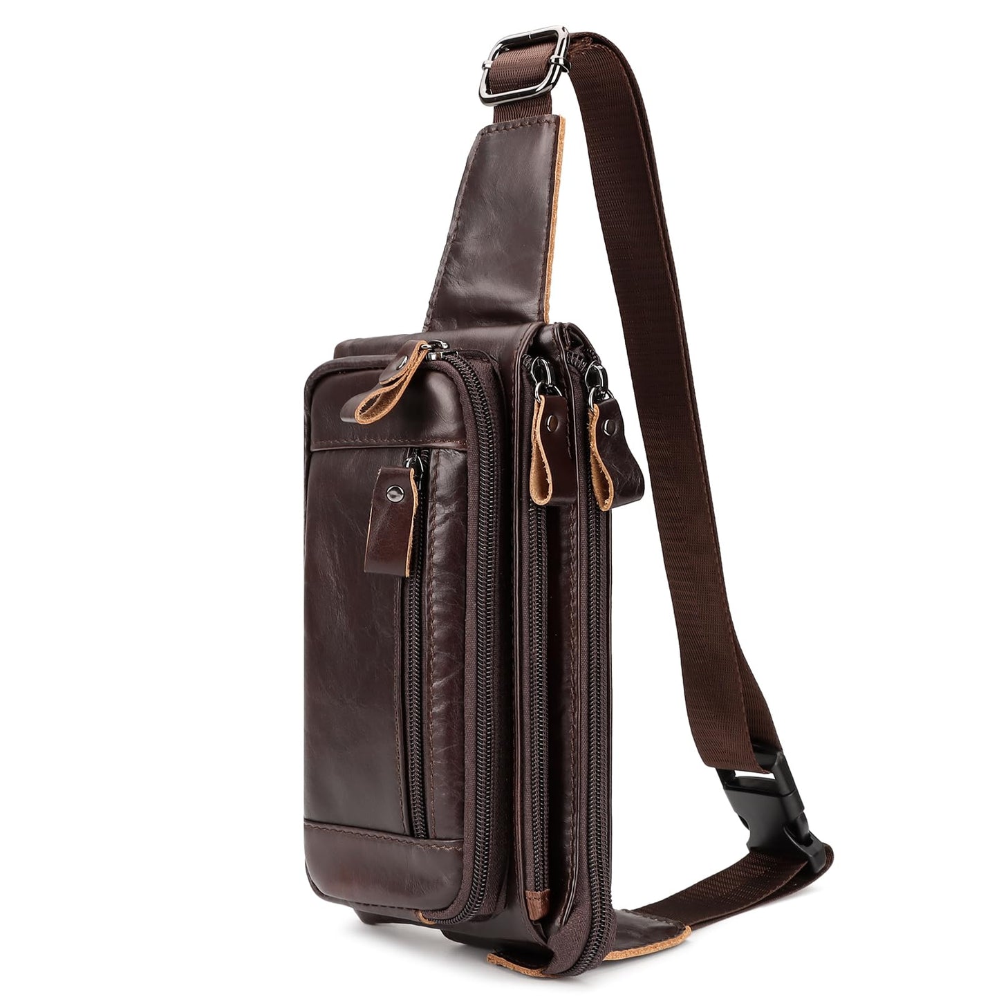 HUMERPAUL Leather Fanny Pack for Men Women, Fashion Waist Packs Small Crossbody Chest Bag with Adjustable Belt for Outdoor Travel Hiking Cycling