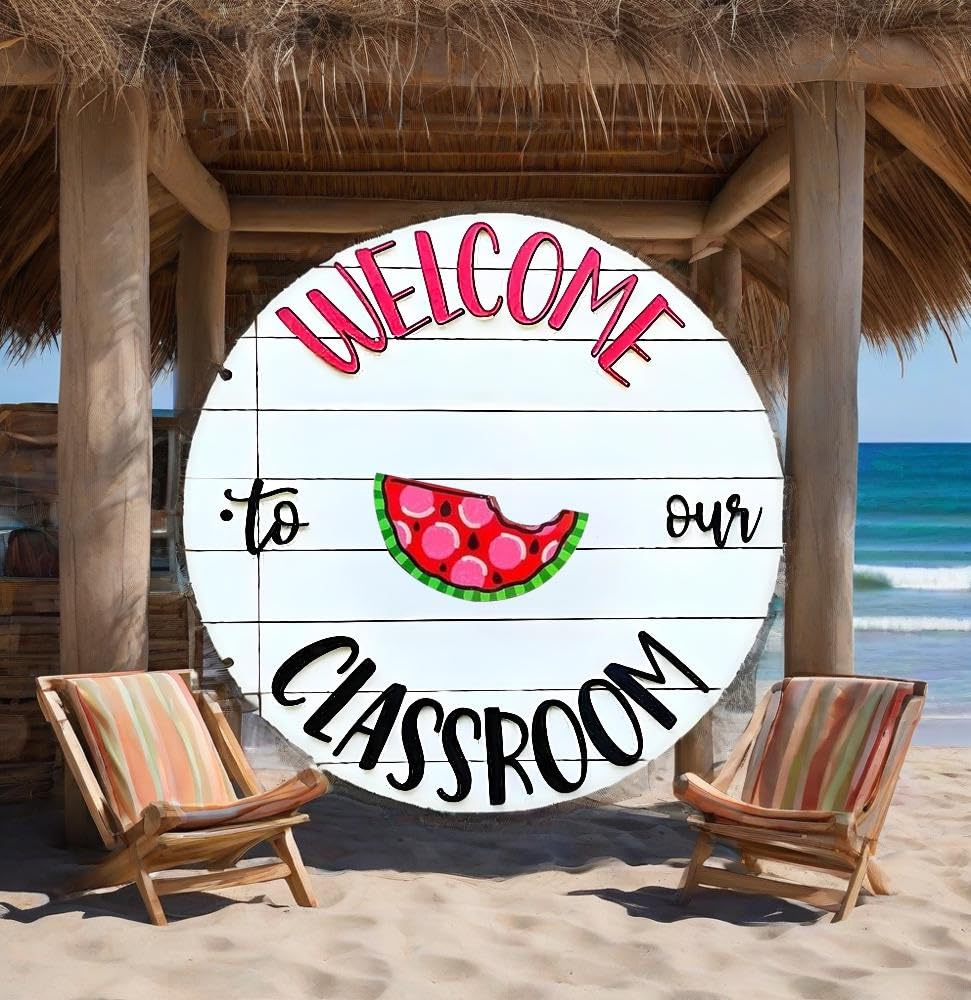 Welcome to Classroom Front Door Decoration Sign, Seasonal Door Sign,- Interchangeable Wooden Plaque for Classroom/Home, DIY Wall Decor for Christmas Holidays & Back-to-School (B-12 Patterns)