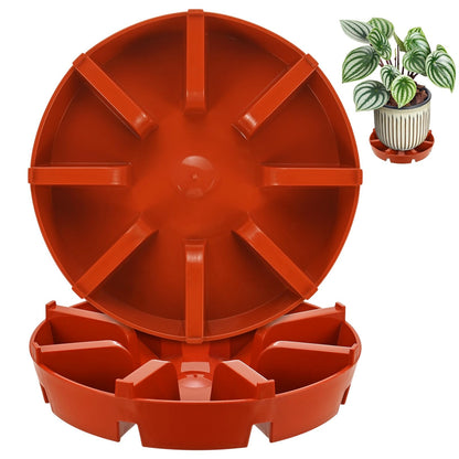 M METERXITY 2-Pack Plant Saucer, 7.56 Inch/19.2 cm Plastic Plant Trays Thicker for Pots/Indoor/Outdoor/Water Drainage and Protection, Flowerpot Drip Tray [Red]