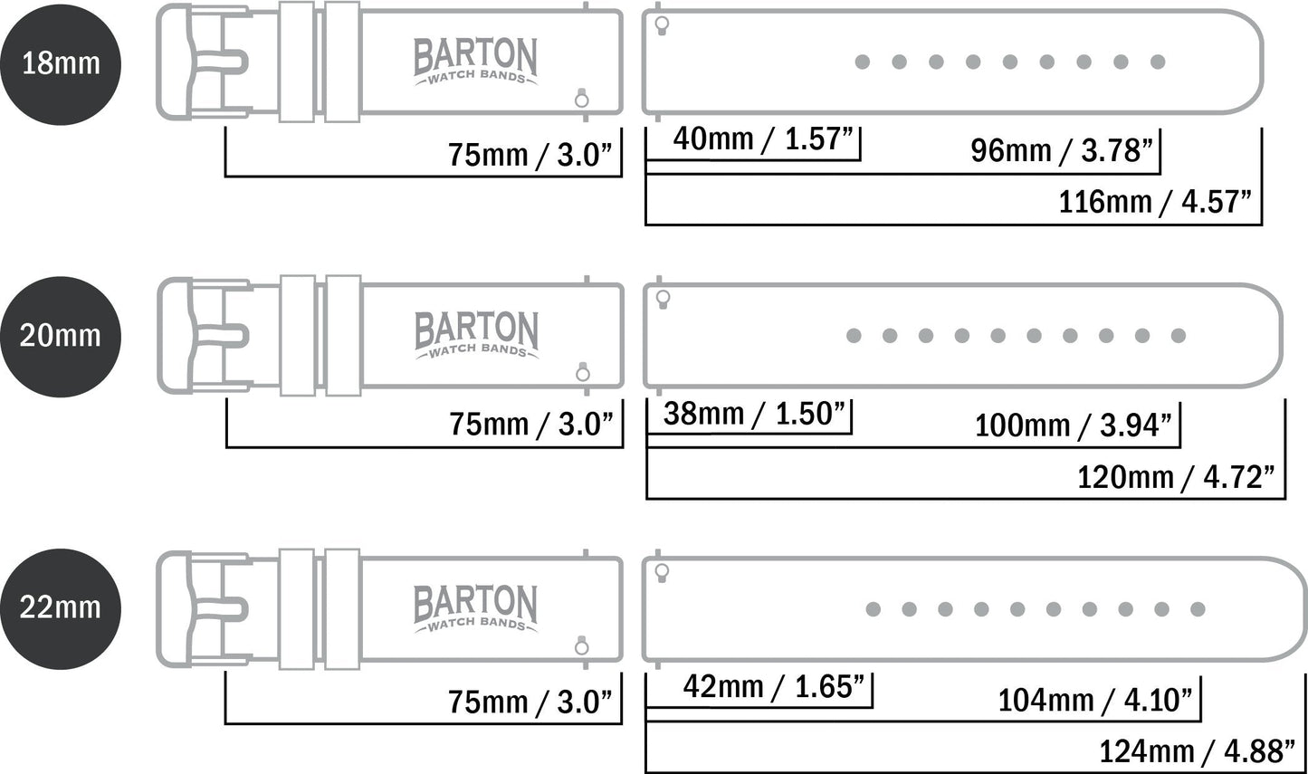 BARTON WATCH BANDS Quick Release Top Grain Leather Watch Band Strap, Black Leather/Black Stitching (Black Buckle), 22mm