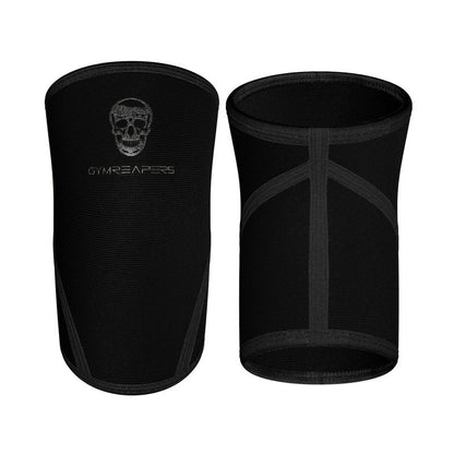 Gymreapers Knee Sleeves (1 Pair) with Gym Bag - IPF Approved - Support Compression Brace for Squats, Fitness, Weightlifting, Cross Training, Powerlifting - 7MM Neoprene Sleeves - For Men & Women (Black/Black, Small)